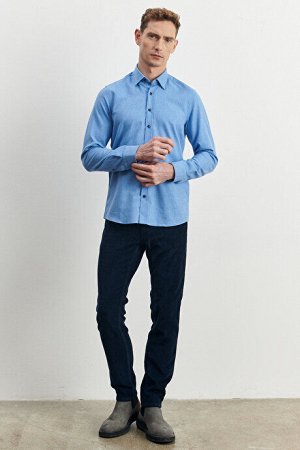 Темно-синие брюки Slim Fit Slim Fit из эластичного бархата