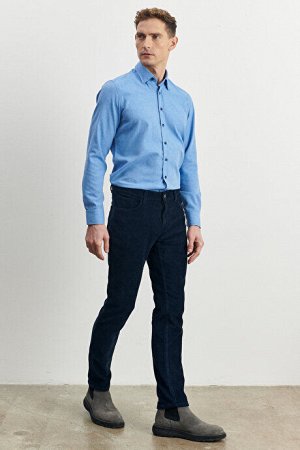 Темно-синие брюки Slim Fit Slim Fit из эластичного бархата