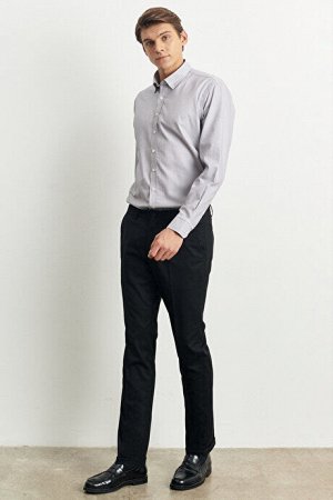 Slim Fit Slim Fit Фланелевые узорчатые шерстяные брюки с эластичной резинкой на талии Черные брюки