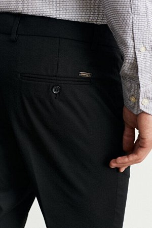 Slim Fit Slim Fit Фланелевые узорчатые шерстяные брюки с эластичной резинкой на талии Черные брюки