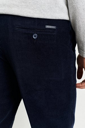 Широкие бархатные гибкие брюки Comfort Fit темно-синего цвета