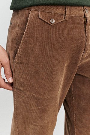 Эластичные коричневые бархатные брюки широкого кроя Comfort Fit