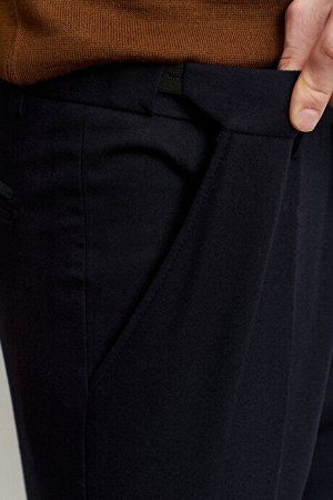 Брюки Slim Fit Slim Fit с фланелевым узором и эластичной резинкой на талии темно-синие брюки