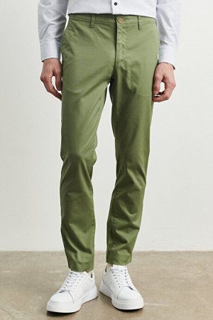 Эластичные зеленые брюки Slim Fit Dobby Elastic