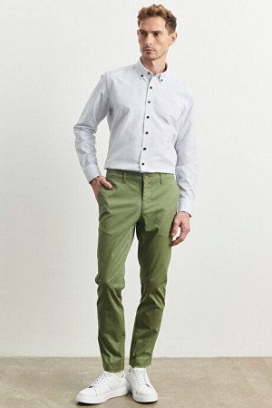 Эластичные зеленые брюки Slim Fit Dobby Elastic