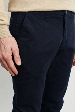 Slim Fit Slim Fit Полосатый боковой карман Эластичные повседневные темно-синие брюки чинос