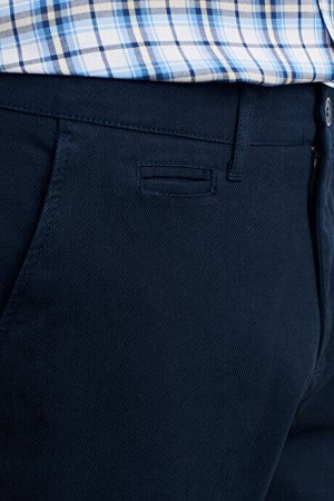 Широкие эластичные брюки Dobby Comfort Fit темно-синего цвета