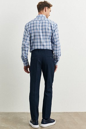 Широкие эластичные брюки Dobby Comfort Fit темно-синего цвета
