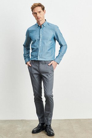 Slim Fit Slim Fit Dobby Elastic Серо-Синие Брюки