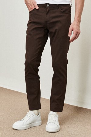 Slim Fit Slim Fit Dobby Elastic Повседневные коричневые брюки