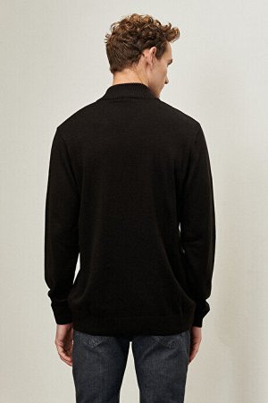 Стандартный крой Нормальный покрой Водолазка с высоким воротником Черный трикотажный свитер
