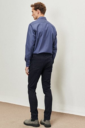 Slim Fit Slim Fit Узорчатые гибкие темно-синие брюки с рисунком