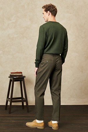 Широкие гибкие брюки цвета хаки Comfort Fit Dobby