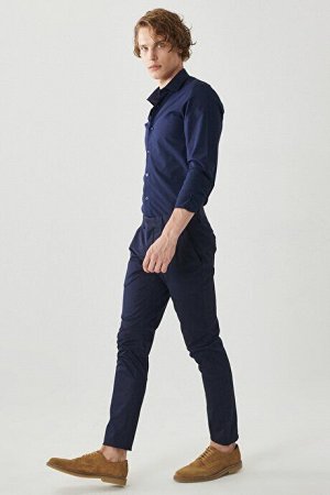Повседневные темно-синие брюки Slim Fit Slim Fit с боковыми карманами
