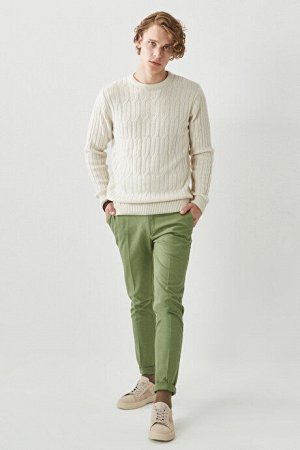 Повседневные зеленые брюки Slim Fit Slim Fit Dobby с боковыми карманами