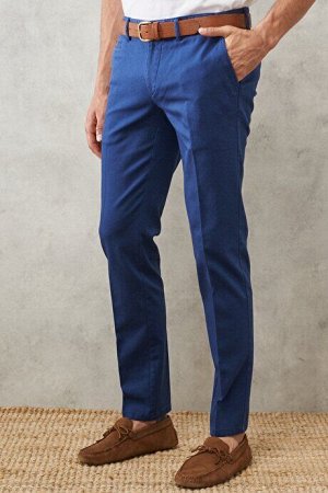 Повседневные брюки цвета индиго Slim Fit Slim Fit Dobby с боковыми карманами