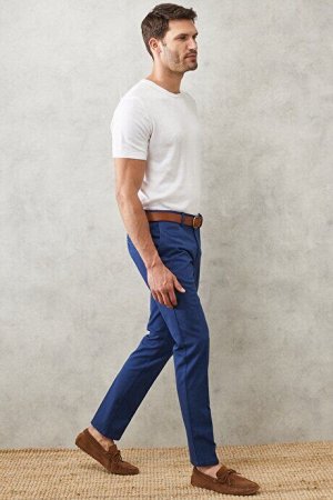Повседневные брюки цвета индиго Slim Fit Slim Fit Dobby с боковыми карманами
