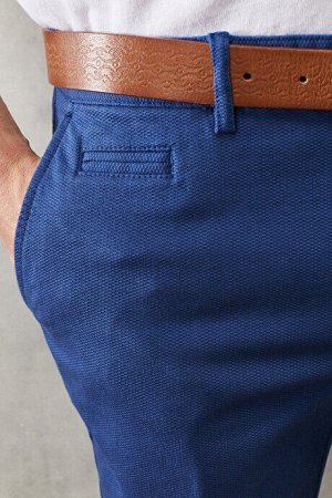 Повседневные брюки цвета индиго Slim Fit Slim Fit Dobby с боковыми карманами