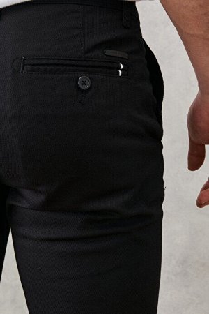 Черные хлопковые брюки чинос узкого кроя Dobby с боковыми карманами