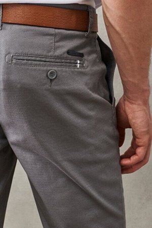 Брюки чинос Slim Fit Dobby Side Pocket из хлопка серого цвета