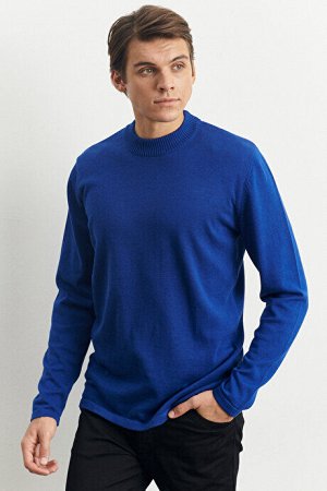 Стандартный крой Нормальный покрой 100% хлопок Половина водолазки Мягкий трикотажный свитер цвета индиго