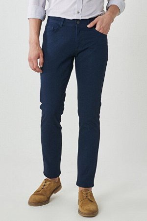 Slim Fit Slim Fit Dobby Elastic 5-Pocket Casual темно-синие брюки