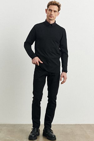 Стандартный крой Нормальный крой с круглым вырезом Легкий свободный свитер Черный трикотажный свитер
