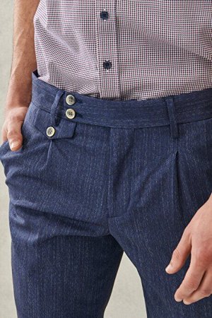 Slim Fit Slim Fit Классические темно-синие брюки с узором в елочку