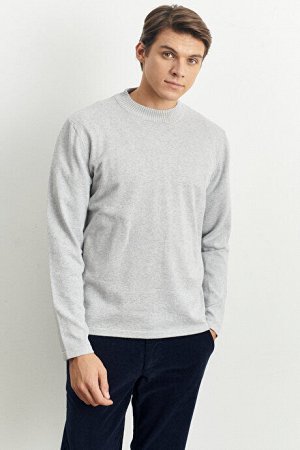 Стандартный крой Нормальный покрой 100% хлопок Половина водолазки Мягкий серый меланжевый трикотажный свитер