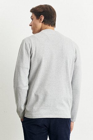 Стандартный крой Нормальный покрой 100% хлопок Половина водолазки Мягкий серый меланжевый трикотажный свитер