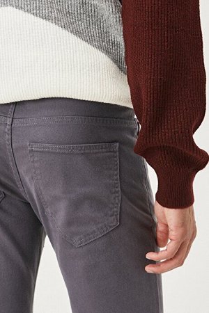 Антрацитовые брюки чинос узкого кроя с 5 карманами из плотной ткани