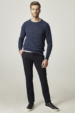 Брюки Slim Fit Slim Fit с боковыми карманами Удобная эластичная завязка на талии Темно-синие брюки