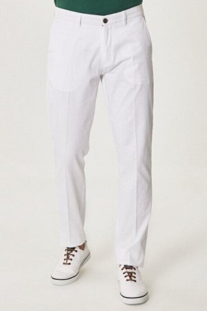 Повседневные белые брюки Slim Fit Slim Fit Dobby с боковыми карманами