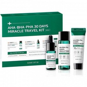 Дорожный набор для проблемной кожи AHA/BHA/PHA 30Days Miracle Travel Kit 3 Toner 30 мл, Serum 10 мл, Cream 20 г.