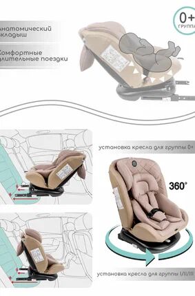 Автокресло детское AMAROBABY Brilliant ISOFIX класс D, группа 0+/1/2/3, (бежевый)