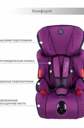 Автокресло детское AMAROBABY Big trip, группа I/II/III, (фиолетовый)