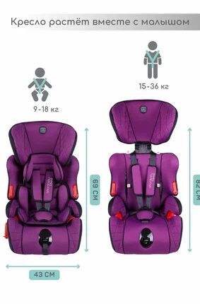 Автокресло детское AMAROBABY Big trip, группа I/II/III, (фиолетовый)