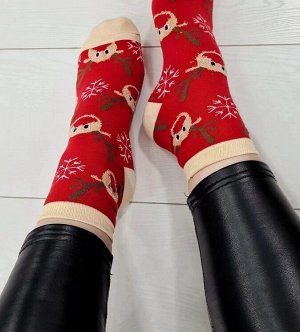 Женские теплые, напоминающие волшебный новый год, носочки