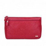 Косметичка ЛЕНА RED кожа малиновый тиснение розы, 77645