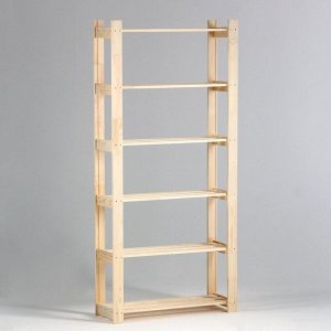 Стеллаж деревянный, 6 полок, 170x84x28 см, хвоя, усиленный, напольный