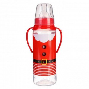 Бутылочка для кормления «Дед Мороз» 250 мл цилиндр, подарочная упаковка, с ручками