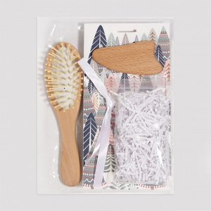 Подарочный набор «Домик в лесу», 2 предмета: массажёр, массажная расчёска, цвет бежевый
