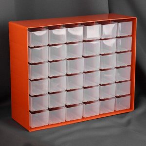 Бокс для хранения с выдвигающимися ячейками, 40 x 33 см, (1 ячейка 12 x 5,5 см), цвет оранжевый
