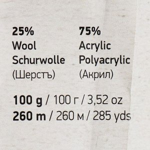 Пряжа "Crazy color" 25% шерсть, 75% акрил 260м/100гр (178 лимон-фиолет)
