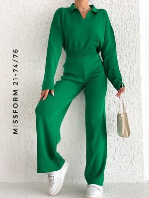 MissForm Трикотажный костюм вырез поло, зеленый