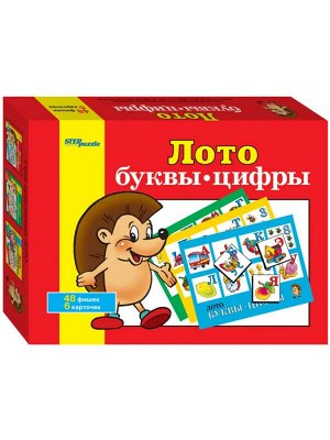 Лото буквы-цифры 48 фишек 6 карточек