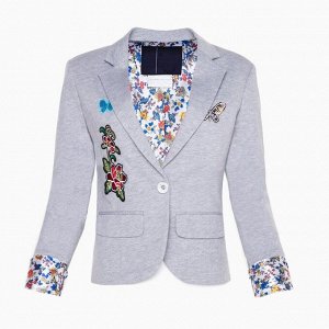 Пиджак для девочки, цвет серый меланж МИКС, 128-134 см (размер 36)