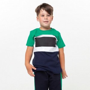 Комплект для мальчика (футболка, брюки), цвет чёрный/зелёный МИКС, рост