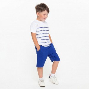 СИМА-ЛЕНД Комплект для мальчика (футболка, шорты), цвет белый/синий МИКС, рост
