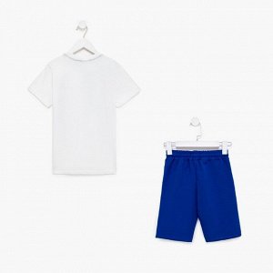 Комплект для мальчика (футболка, шорты), цвет белый/синий МИКС, рост